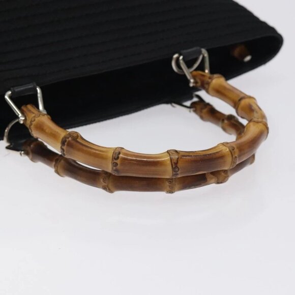 GUCCI Bamboo Hand Bag Nylon Black Silver 000 2058 0540 5 Auth ep9267 - Picture 9 of 15